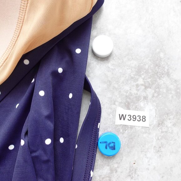 LL BEAN Swimsuit 8 Tankini Navy Padded Sweetheart Dots Medium Sunblocking UPF50+ - Picture 9 of 9